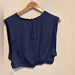 Free People  Remi Crop Top in Smokey Saphire Navy Blue‎ Sz L Photo 2