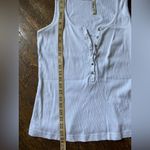 L.A. Blues White Fitted Ribbed Tank Top w/ Rhinestone Buttons Size 14/16 Photo 4