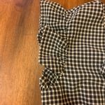 After Market Romper Medium Black White Gigham Flutter Ruffle Hem Embroidery Photo 3