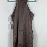 Aritzia Babaton Satin Mini Dress 10 Pressure 90s Taupe High Shine Racer Back Photo 3