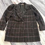 Vintage 80’s/90’s New York Girl Gray Wool Blend Plaid Blazer Coat​​​​ Size M Photo 2