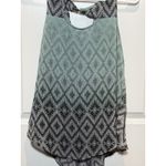Y2K Teal Flowy Black Top Tank Medium‎ Open Back Shirt Blouse Geometric Pattern Photo 2