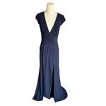 Mac Duggal leena x - NWT Navy V-Neck Ruched Jersey Gown Sz 6 Photo 3