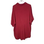 BKE  Women Top Shirt Button Front Collar Pocket Short Sleeve‎ Oversized Red Small Photo 6