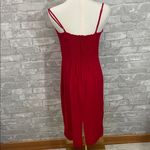 Reformation  Isabel Bustier Smocked Dress Fiery Cherry Red Photo 5