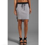 LA Made New Striped Ribbed Knit High-Low Hem Skirt Oatmeal Black Size XS Photo 1