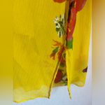 Chico's Yellow Floral 100% Silk Belted Button Up Tunic Blouse 2 L 12 Photo 8
