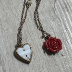 Lucky Brand Gold Double Chain Heart & Rose Necklace Photo 5
