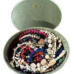 MCM Hat Box Full of Vintage Plastic Necklaces Jewelry Pink Photo 3