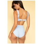 Montce Full Coverage High Rise Gingham Bikini Bottom Size Medium Blue Photo 2