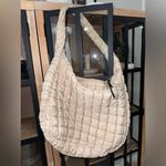 FP Movement quilted tote bag carryall beige sand hobo large zipper shoulder Tan Photo 7