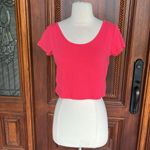 Cherish  Coral Pink Cotton Crop Top Womens Large Photo 4