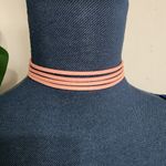 Pink, Tan and Grey Suede Multi String Choker Necklace Set Pink Photo 1