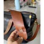 Madewell $198  Black Tan Genuine Leather Zip Top Transit Tote Crossbody Bag EUC Photo 2