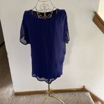 ZARA  navy blue short sleeve  top with zipper detail size large Photo 7
