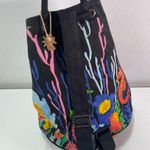 Paul Brent Coastal life seahorses Colorful Embroidered Bucket Bag Cruise Beach Black Photo 2