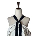 Proenza Schouler Shirt Women 6 Ivory Black Off The Shoulder Tie Neck Long Sleeve Photo 2