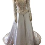 Vintage wedding sequenced dress with detachable skirt & train Ivory gold medium White Photo 0