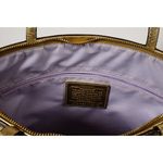 Coach F 15112 Signature Beige Bag with Gold Detailing Purple Lining EUC Photo 8