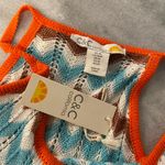 C&C California NWT  Size M Blue Orange Crochet Cotton Thin Strap Mini Dress Photo 6