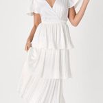 Lulus  Twirl-wind Romance White Satin Tiered Midi Dress Layered Elegant Sz XL Photo 0