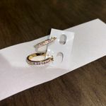 Gold Plated Mini Diamond Hoop Earrings Photo 1