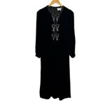 Saloni Camille Bow Beaded Dress Women 4 Black Velvet Silk Holiday Midi Quite Lux Photo 2