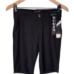 Kay Unger NWT  Scuba Shorts Solid Black Silver Button Front Pockets Belt Loops Photo 0