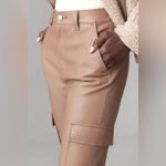 Halogen NWT Wide Leg Faux Leather Cargo Pants Womens XL Taupe Career Going Out Photo 2
