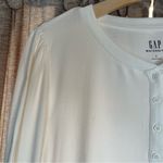 Gap  Maternity White Puff Shoulder Henley Long Sleeve Tee Shirt Size Large Photo 5