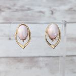 Vintage Clip On Earrings Very Light Pink & Gold Tone Photo 1