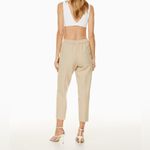 Babaton Aritzia Conan Cropped Pants Beige Pull On Business Career Office Size 10 Photo 2