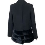 Gal Meets Glam Black wool blend jacket with faux fur hem Photo 2