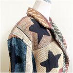 Painted Pony Tapestry Jacket Sz Large/XL Patchwork Stars Button Front Western Blue Photo 9