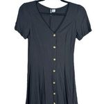 Divided H&M  Black Short Sleeve Button Down Ruffle Hem Fit & Flare Dress Size 2 Photo 0