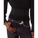 Ba&sh  Noveo‎ Blouson Sleeve Smocked Top In Black Size XS Photo 2