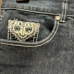 One 5 One  Women's Dark Blue Cropped Jeans with Embroidered Pocket, Size 12 Photo 2