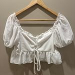 White Peplum Crop Top Size M Photo 2