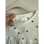 Loft  Top Small Smocked Shirt Hearts Swiss Dot Cotton White Blouse Ruffled XXL Photo 10