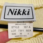 Nikki Vintage Yellow Embroidered Floral Cottagecore Grannycore Knit Sweater Top Size M Photo 6