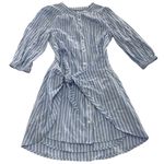 Evereve  Dress Womens Small Blue White Striped Maisy Tie Waist‎ Button Down New Photo 2