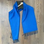Sol Alpaca 100% Baby Alpaca Dual Color Oblong Scarf in Blue and Olive 71"l Photo 6