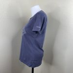 Columbia Diamond Graphic Top Women‘s Sz S Shirt Blue Tree Tent Canoe Fish Paw Photo 3