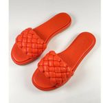Seychelles  Bellissima Sandals Orange Leather Flat Puffy Woven Slides US 7.5 Photo 3