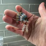 Lot Of 4 Handmade Costume Earrings Pierced Dangle Bead Heart, Indian Headdress Photo 5