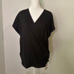 Halara black short sleeve wrap-front top size L NWT Photo 1
