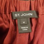 St. John ππ Liquid Satin Pant Elastic Back Pull-On Wide-Leg Oxblood Red M NWOT Photo 7