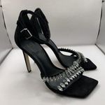 Schutz  Linsey Nubuck Heel wedding black diamond square toe studded size 8 E10 Photo 3
