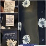 Liz Claiborne SPORT VINTAGE Y2K BLUE & WHITE DAISY PRINT SHEER BLOUSE (LP) Photo 9