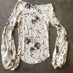 Free People Cream Floral Bell sleeve Shirt Top Photo 3